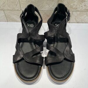 Sofft Mirabelle Black Leather Gladiator Sandals Platform Sole Women's 9.5M